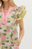 Pink & Green Yellow Ric Rac Dress