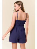 Navy Gauze Smocked Romper