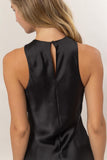 Black Satin Sleeveless Midi