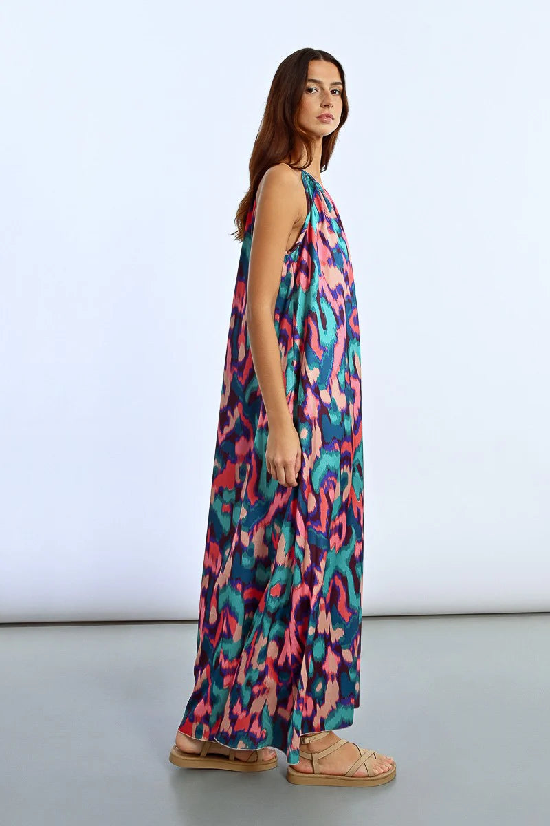 slim fit dress slacks Bright Green & Purple Pattern Maxi – Fashion Cupcake