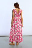 Pink Palms Deep V Maxi dress