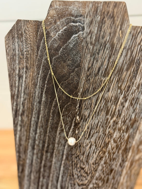 Gold Double Mini Pearl Necklace