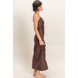 Satin Chocolate Brown Slip Dress