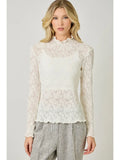 Ivory Lettuce Edge Lace Top