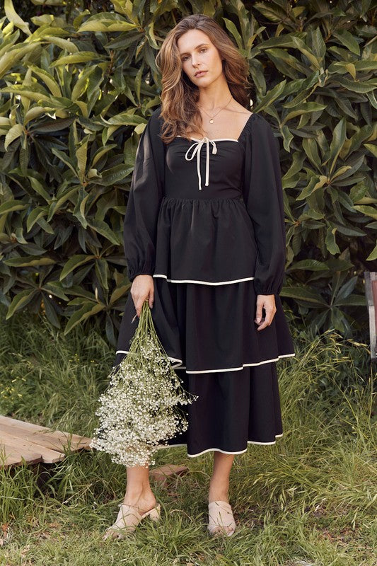 Black Tiered Midi with Ivory Piping  Fashion Cupcake