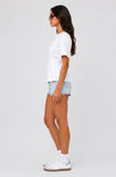 White Cinched Waist Short Sleeve Top