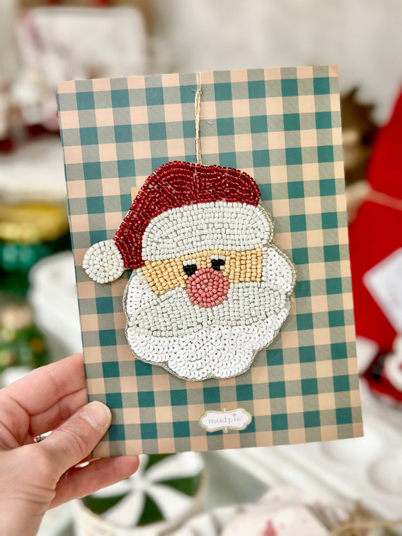Santa Beaded Card Ornament
