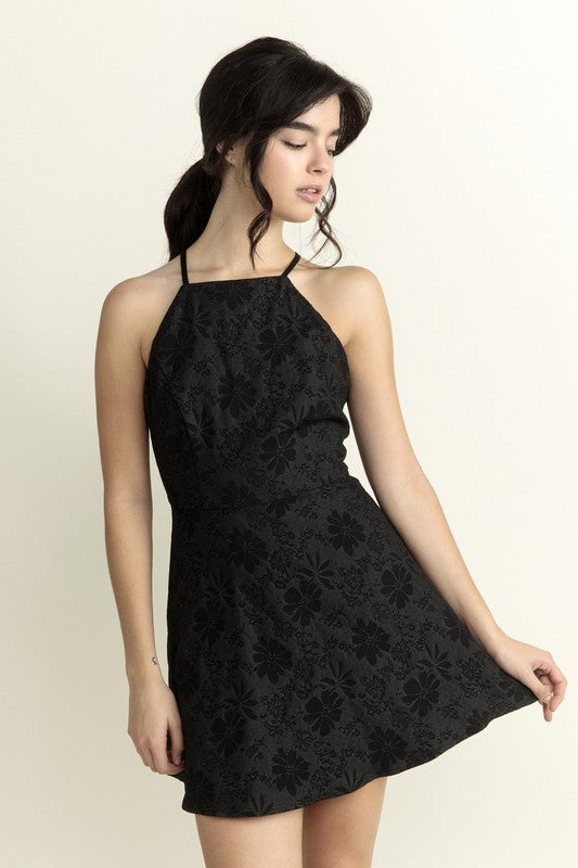 Black Floral Halter Style Mini Dress Fashion Cupcake Black Floral Halter Style Mini Dress Fashion Cupcake