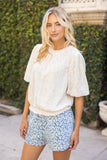 Ivory Floral Short Sleeve Top