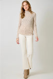 Tan Lettuce Edge Textured Knit Top