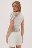 Striped Round Neck Cropped Top