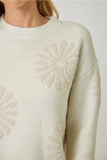 Ivory Floral Flocked Sweater