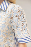Blue Lace Mixed Stripe Top