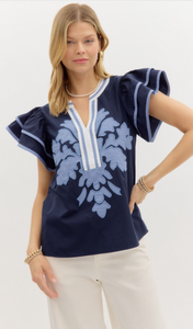 Navy & Light Blue Placard Top