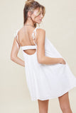 White Cotton Single Strap Back Dress
