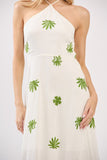 Ivory & Green Print Halter Maxi