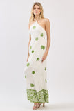 Ivory & Green Print Halter Maxi