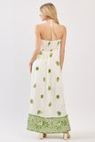 Ivory & Green Print Halter Maxi