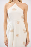 Ivory & Taupe Print Halter Maxi