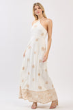 Ivory & Taupe Print Halter Maxi