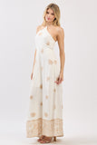Ivory & Taupe Print Halter Maxi