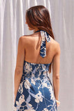 Navy Halter Neck Midi Dress