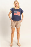 Navy Embroidered Flag Patch Tee
