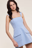 Baby Blue Square Neck Dress