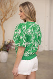 Green Floral Embroidered Top