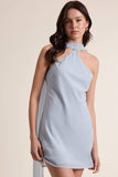 Baby Blue Halter Scarf Dress
