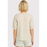 Tan & White Stripe Notch Top