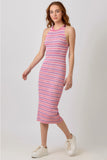 Pink Mix Stripe Sleeveless Knit Dress