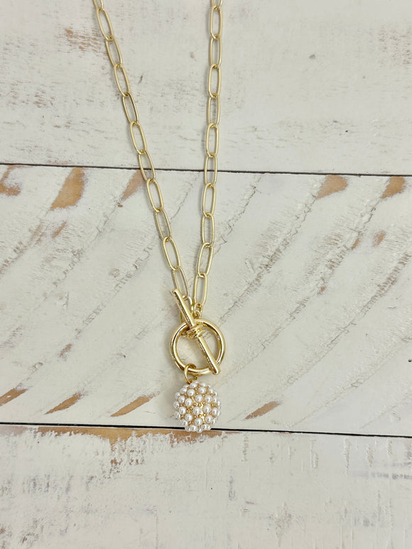 Disco Bead Toggle Necklace