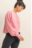 Bright Pink Cropped Crewneck Sweatshirt