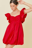 Red Bubble Hem Dress