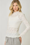 Ivory Lettuce Edge Lace Top