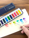 Watercolor Set: 12 Artist Grade Color Tin + Wood Paintbrush
