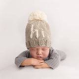 Hi. Pebble Brown Hand Knit Beanie 0-6 mo