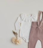 White Ruffle Collar Long sleeve bodysuit 6-12 Mo