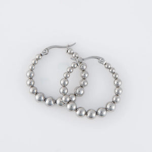 Bubble Hoop Pin Catch Earring Silver