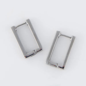 Silver - Rectangle Pin Catch Earring Hoop