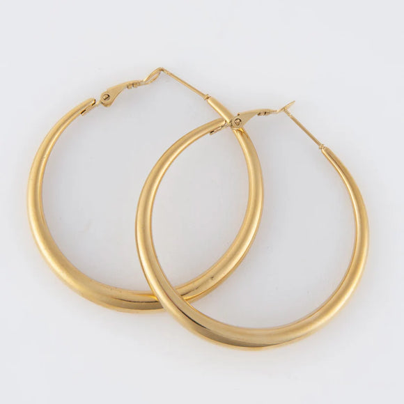 Gold - Vintage Chunky Pin Catch Hoop Earring