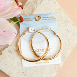 Gold - Vintage Chunky Pin Catch Hoop Earring
