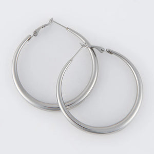 Silver - Vintage Chunky Pin Catch Hoop Earring