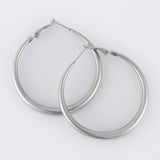 Silver - Vintage Chunky Pin Catch Hoop Earring