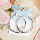 Silver - Vintage Chunky Pin Catch Hoop Earring