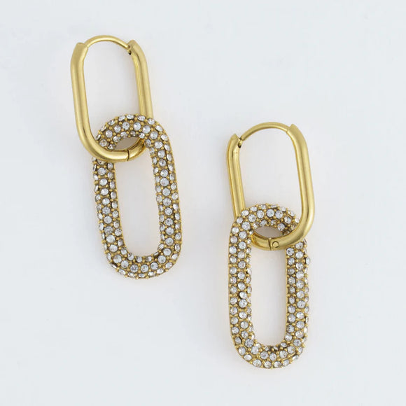 Gold - Double Pave Pin Catch Hoop Earring