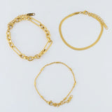 Gold - Multi Paper Clip Snake Chain Bracelet Set