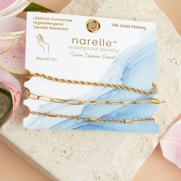 Gold - Twisted & Dainty Chain Bracelet Set