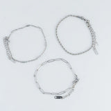 Silver - Twisted & Dainty Chain Bracelet Set